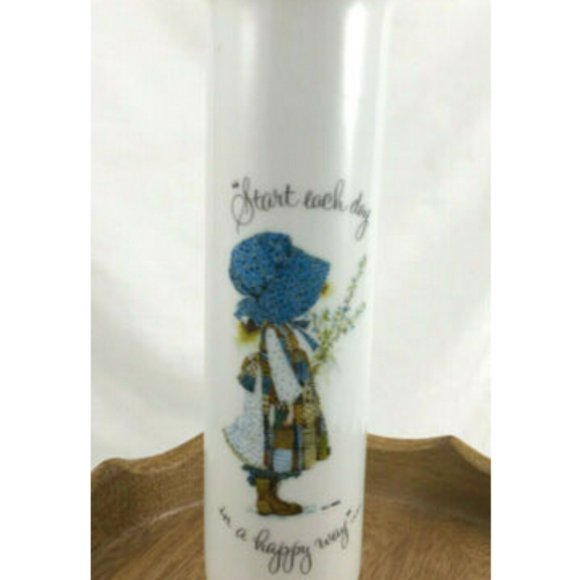 Vtg 1973 Holly Hobbie 7" Flower Vase Start Each Day in a Happy Way Made in Japan - Picture 1 of 5